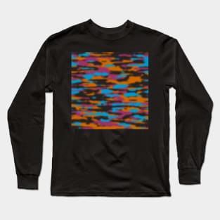 Camouflage Blue Orange Black Long Sleeve T-Shirt